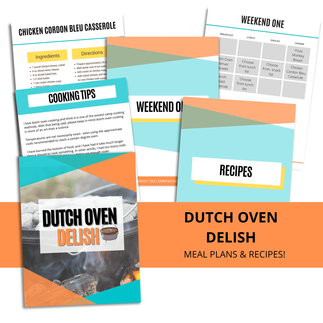 Dutch Oven camping meal plans and recipes pack